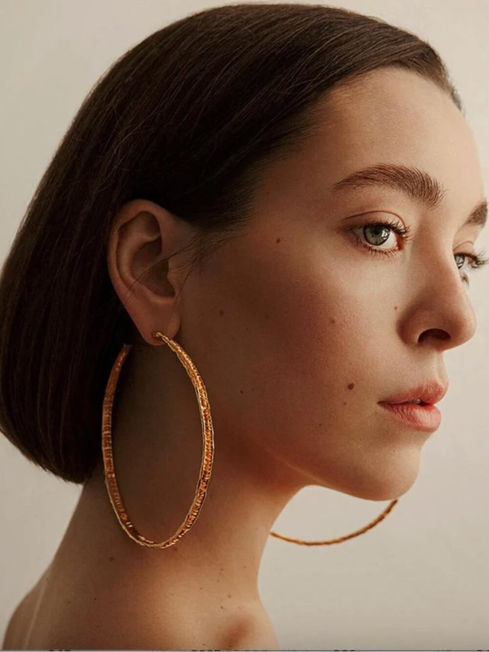Misha Hoola Hoop XL Extra Big Large Textured Gold Plated Hoop Earrings